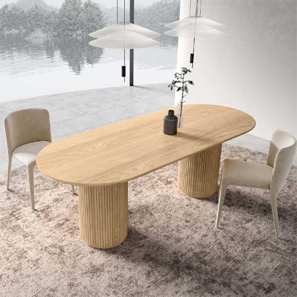 Modern Style Oval Shape Office Desk Wooden Task Desk with 2-Legs for Office