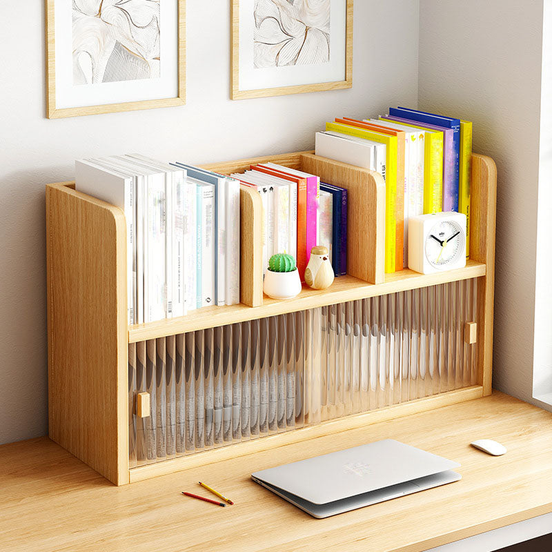 Closed Back Bookshelf Contemporary Solid Wood Bookcase with Doors