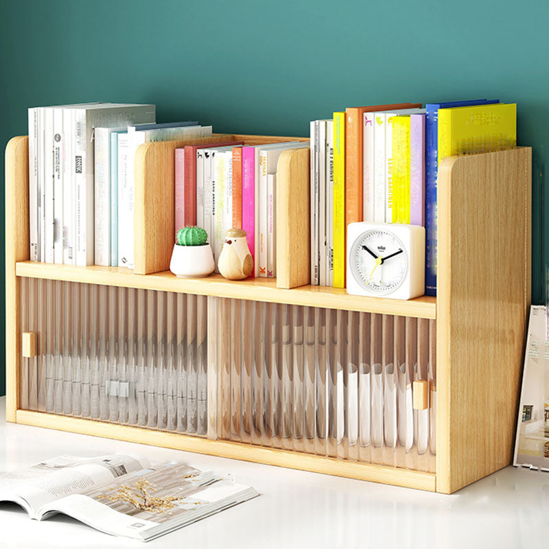 Closed Back Bookshelf Contemporary Solid Wood Bookcase with Doors