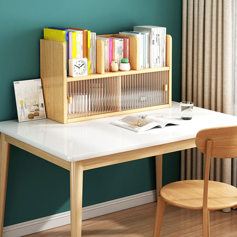 Closed Back Bookshelf Contemporary Solid Wood Bookcase with Doors