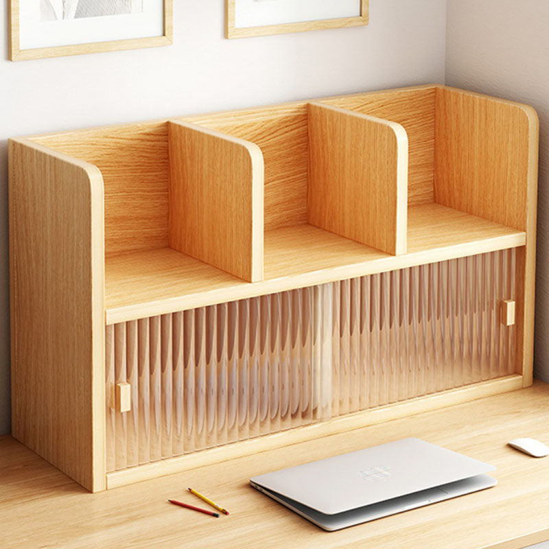 Closed Back Bookshelf Contemporary Solid Wood Bookcase with Doors