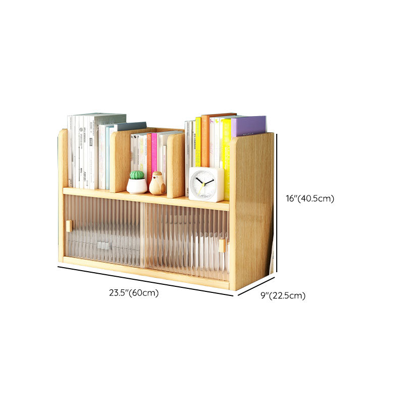 Closed Back Bookshelf Contemporary Solid Wood Bookcase with Doors