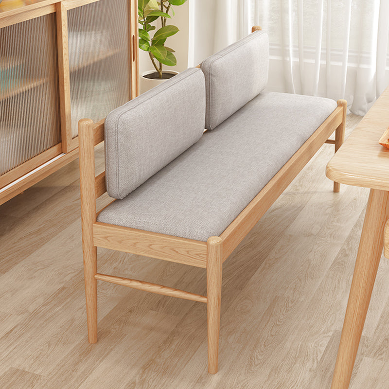 Contemporary Solid Wood Bench Cushioned Backrest Seating Bench with 4 Legs