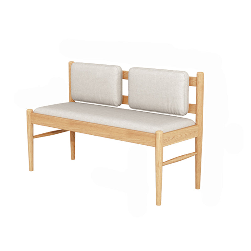 Contemporary Solid Wood Bench Cushioned Backrest Seating Bench with 4 Legs