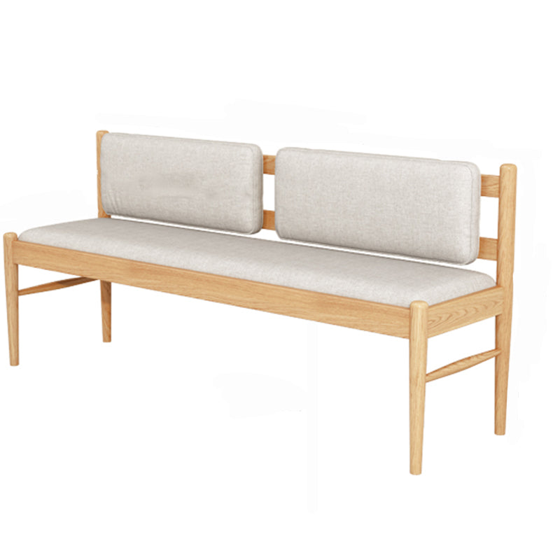 Contemporary Solid Wood Bench Cushioned Backrest Seating Bench with 4 Legs