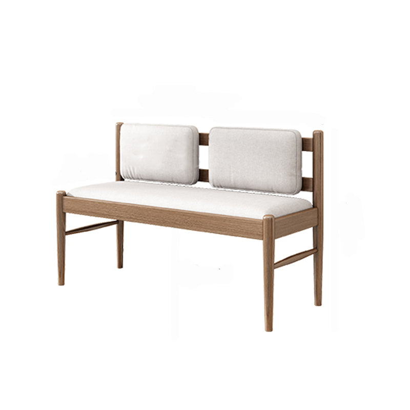 Contemporary Solid Wood Bench Cushioned Backrest Seating Bench with 4 Legs