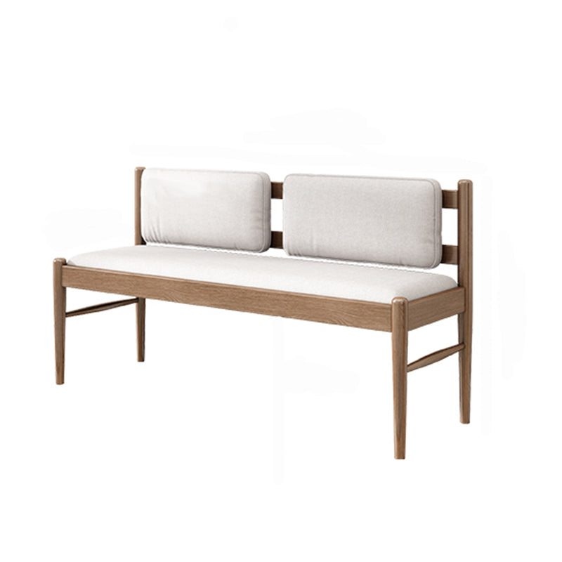 Contemporary Solid Wood Bench Cushioned Backrest Seating Bench with 4 Legs