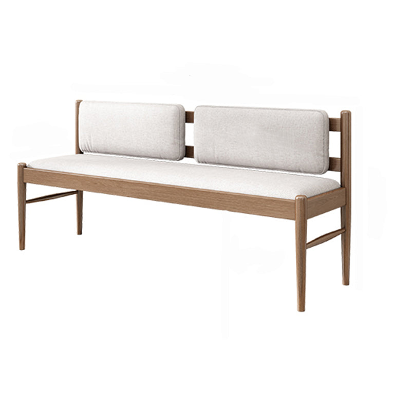 Contemporary Solid Wood Bench Cushioned Backrest Seating Bench with 4 Legs