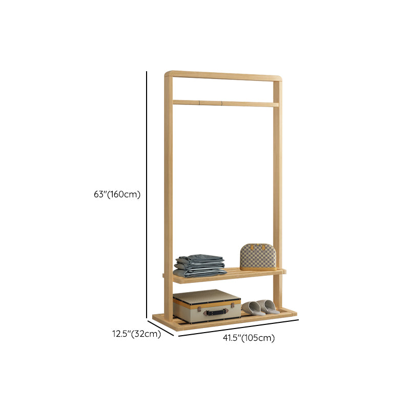 Wood Hall Tree Free Standing Coat Hanger with Storage Shelves , 62.99" H