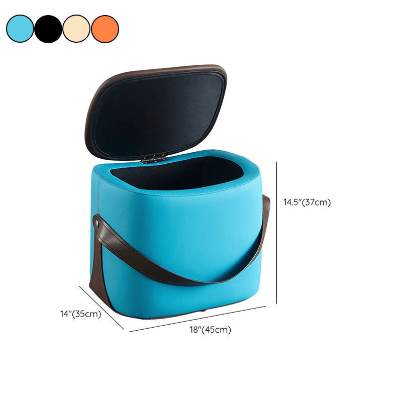 Glam Ottoman Faux Leather Stain Resistant Upholstered Square Ottoman with Legs
