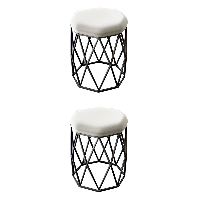 Glam Ottoman Velvet Tear Resistant Solid Color Round Ottoman with Metal Legs