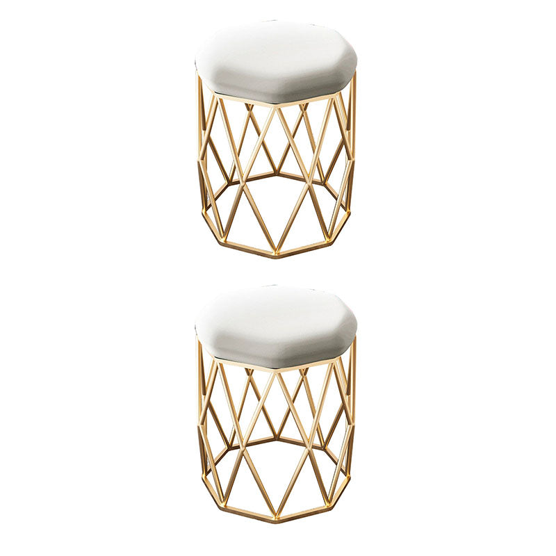 Glam Ottoman Velvet Tear Resistant Solid Color Round Ottoman with Metal Legs