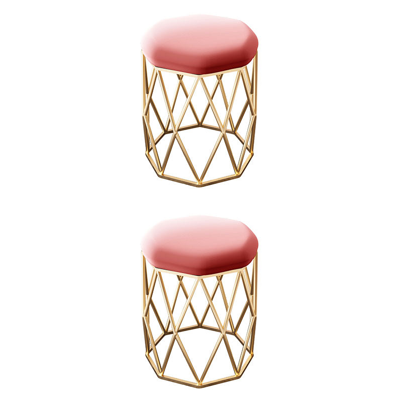 Glam Ottoman Velvet Tear Resistant Solid Color Round Ottoman with Metal Legs