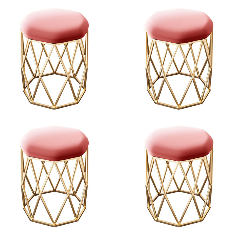Glam Ottoman Velvet Tear Resistant Solid Color Round Ottoman with Metal Legs