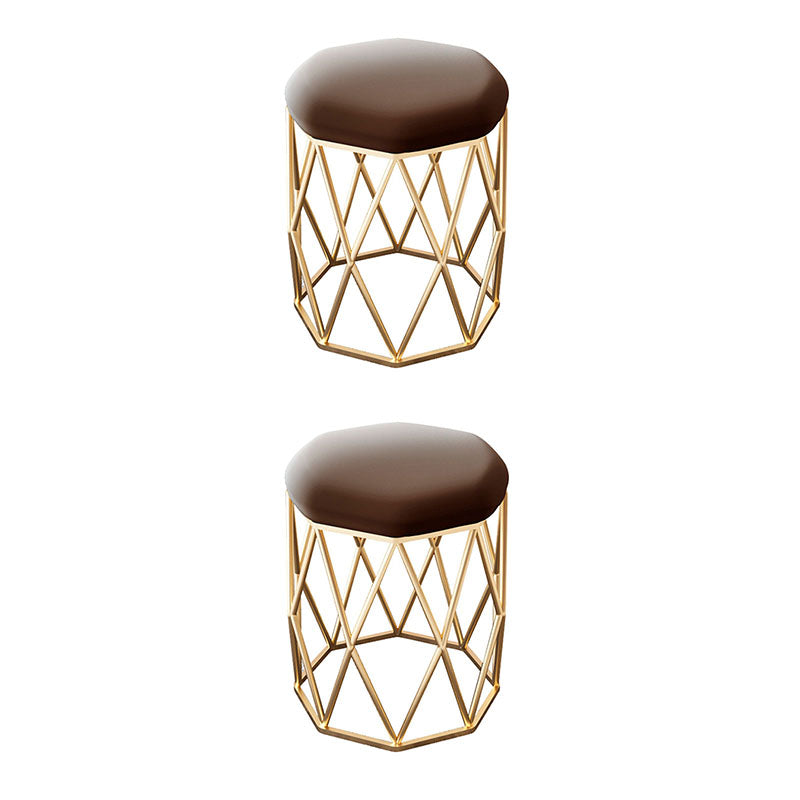 Glam Ottoman Velvet Tear Resistant Solid Color Round Ottoman with Metal Legs