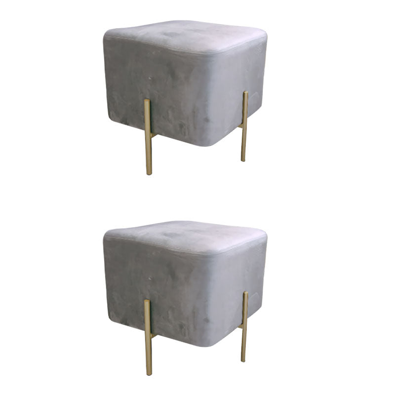 Modern Pouf Ottoman Velvet Upholstered Fade Resistant Square Ottoman with Metal Legs