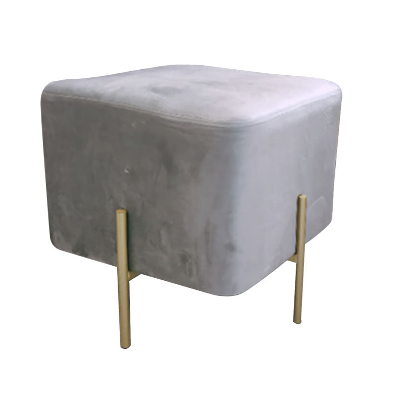 Modern Pouf Ottoman Velvet Upholstered Fade Resistant Square Ottoman with Metal Legs