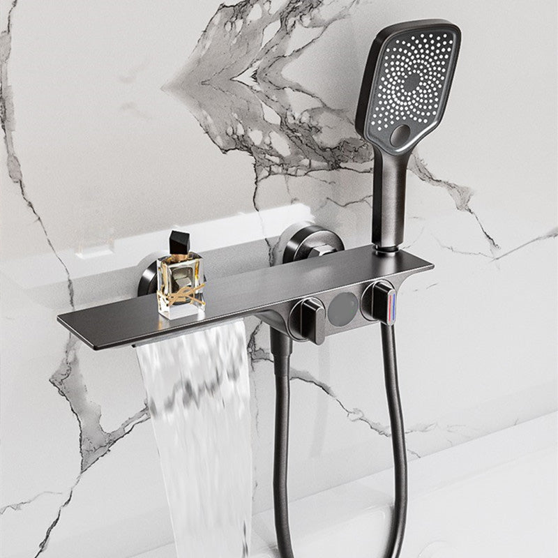 Modern Plain Shower Trim Adjustable Water Flow Wall Mount Shower Head Combo