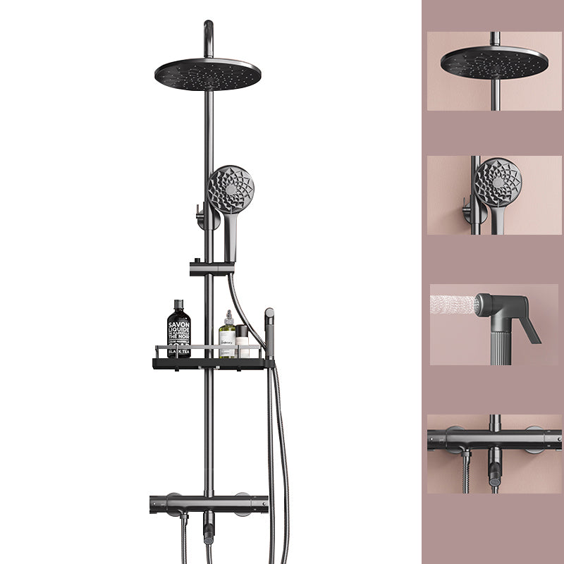 Modern Plain Shower Trim Temperature Control Slide Bar Included Shower System