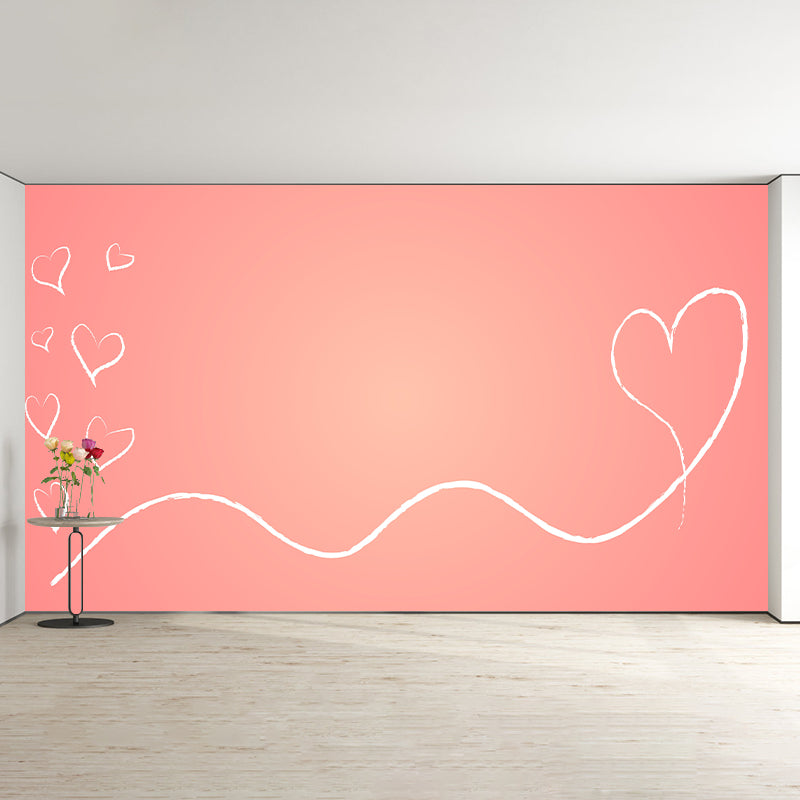 Illustration Stain Resistant Mural Heart Pattern Living Room Wall Mural