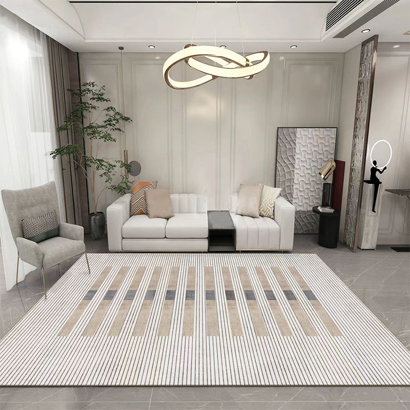 Dark Gray Nordic Rug Polyester Striped Area Rug Tear Resistant Rug for Living Room