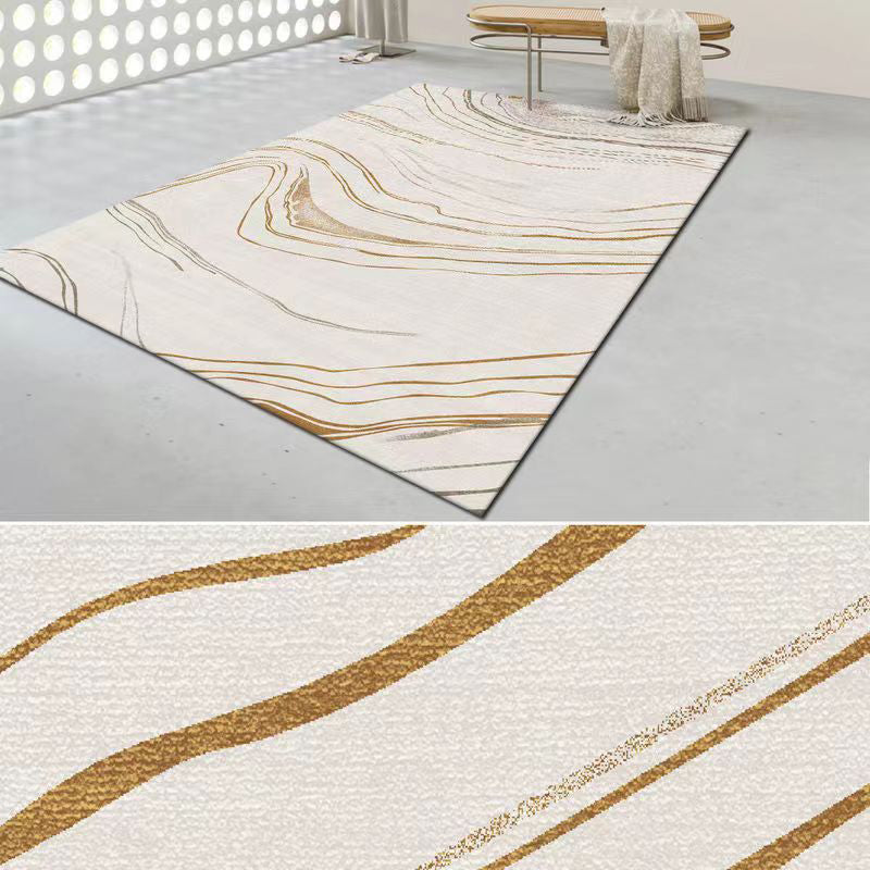 Dark Gray Nordic Rug Polyester Striped Area Rug Tear Resistant Rug for Living Room