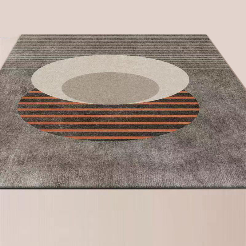 Dark Gray Nordic Rug Polyester Striped Area Rug Tear Resistant Rug for Living Room