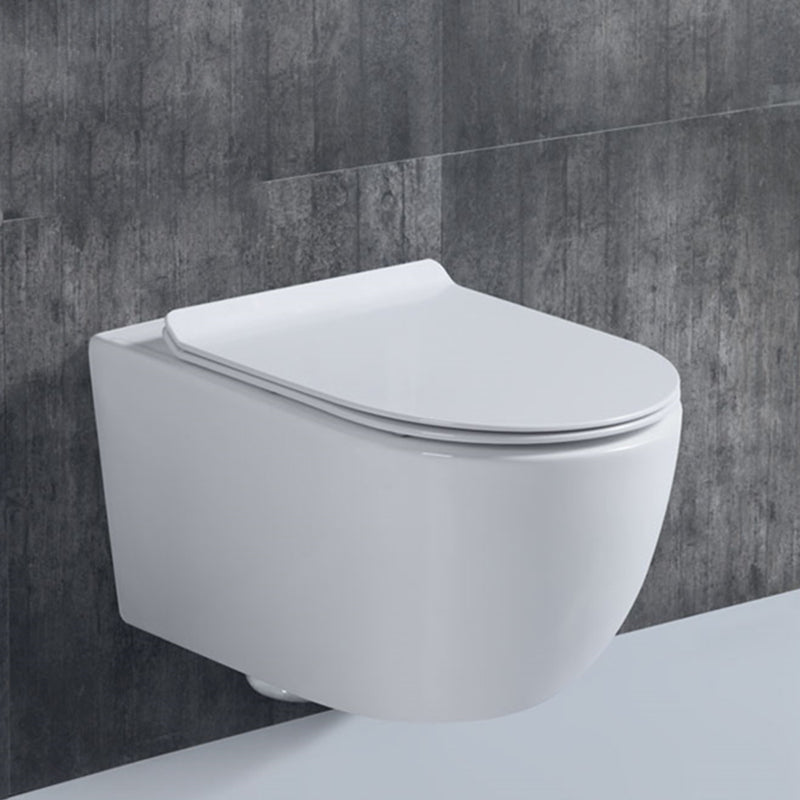 Modern Wall Mount Toilet White Toilet Bowl with Seat for Washroom