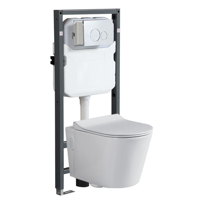 Modern Wall Mount Toilet White Toilet Bowl with Seat for Washroom