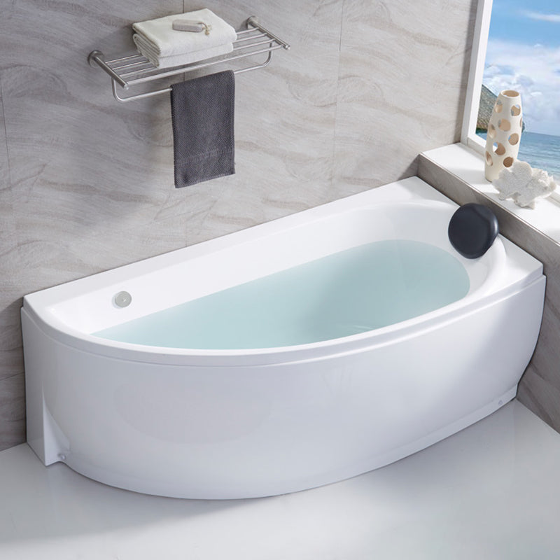 Corner Acrylic Bath Modern Soaking White Back to Wall Bathtub
