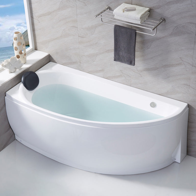 Corner Acrylic Bath Modern Soaking White Back to Wall Bathtub