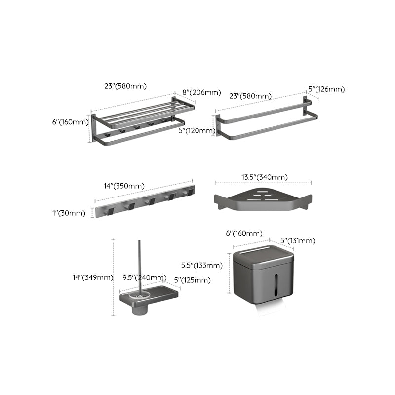 Modern Grey Bath Hardware Set Towel Bar Paper Holder Bathroom Accessory Kit