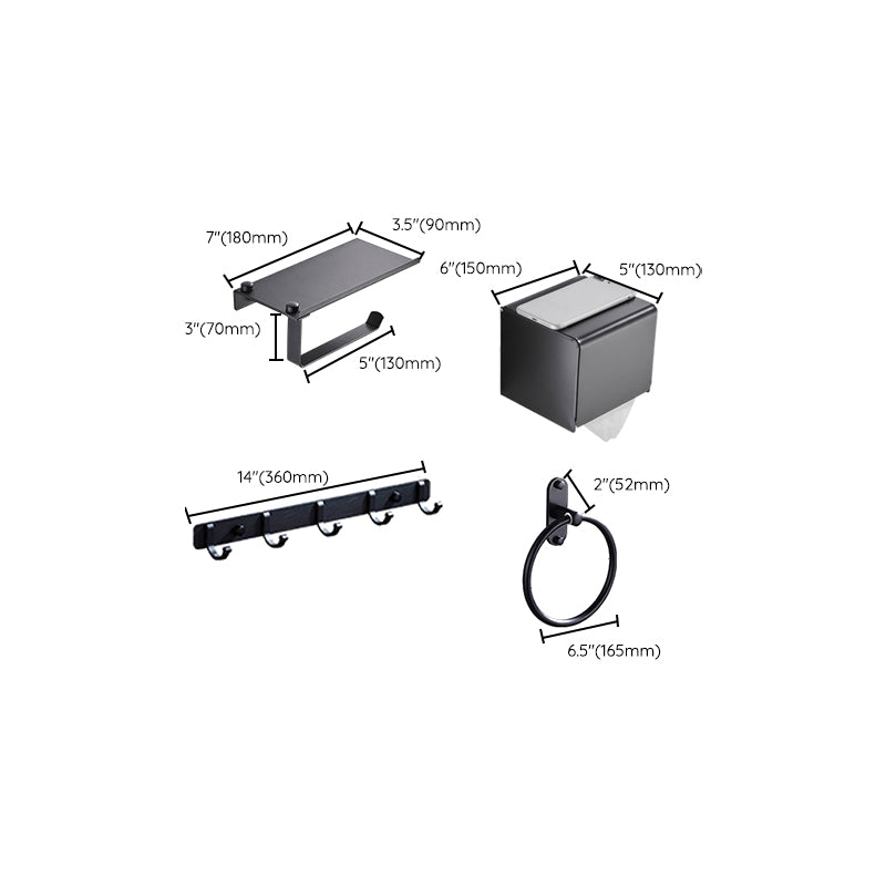 Modern Bath Hardware Set Black Towel Bar Paper Holder Bathroom Accessory Kit