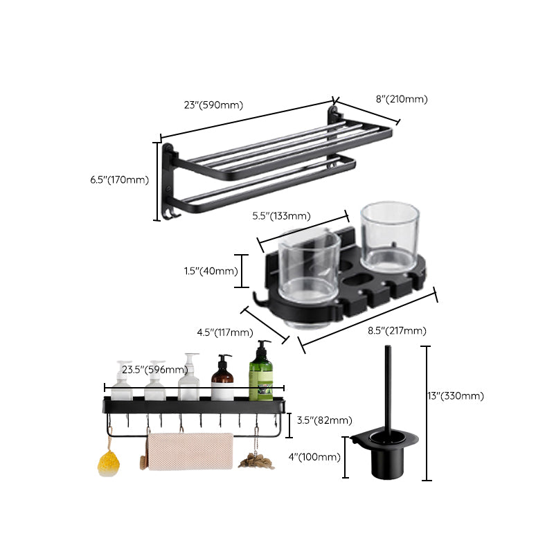 Modern Bath Hardware Set Black Towel Bar Paper Holder Bathroom Accessory Kit