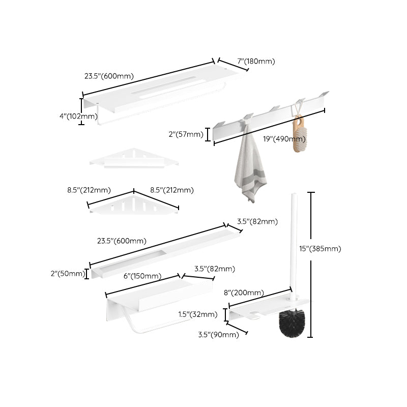 Modern White Bath Hardware Set Bath Shelf Paper Holder Bathroom Accessory Kit