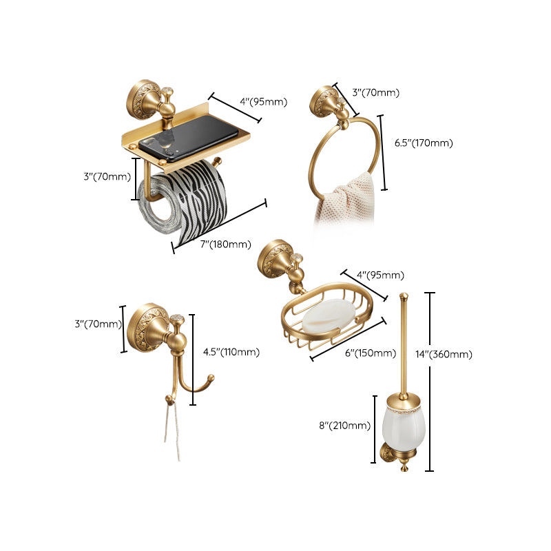 Modern Bathroom Accessory Kit Paper Holder Bath Shelf Gold Bath Hardware Set