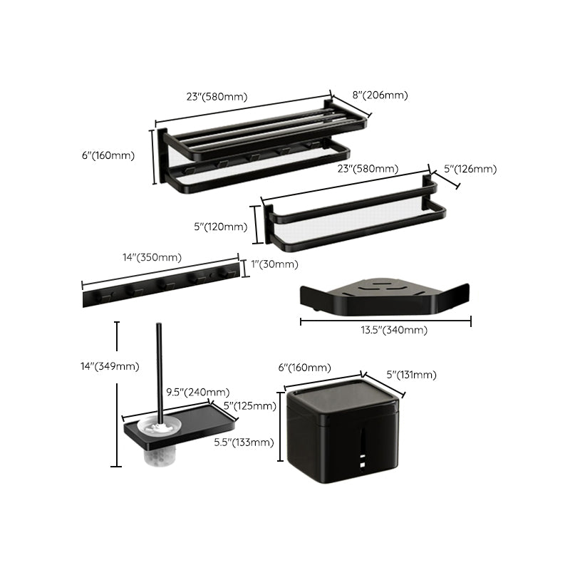Modern Bathroom Set Towel Bar Paper Holder Black Bathroom Accessory Kit