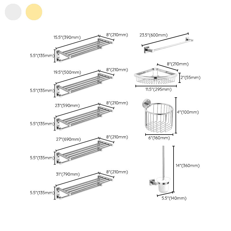 Traditional Brass Bathroom Accessory Set Polished Metal Bathroom Hardware