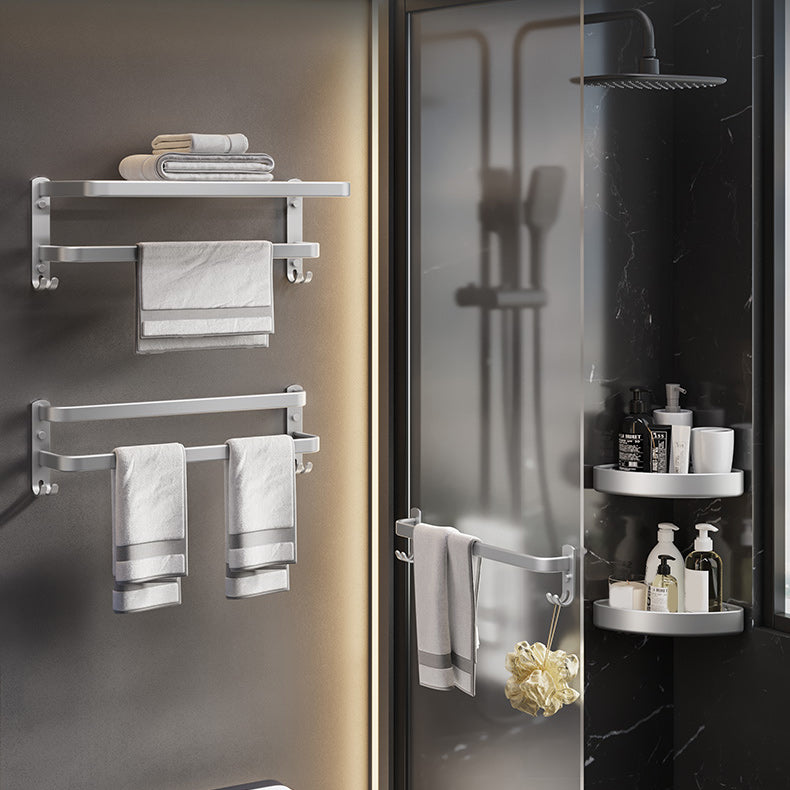 7 Piece Bathroom Accessory Set Modern Aluminum Bathroom Set in Silver
