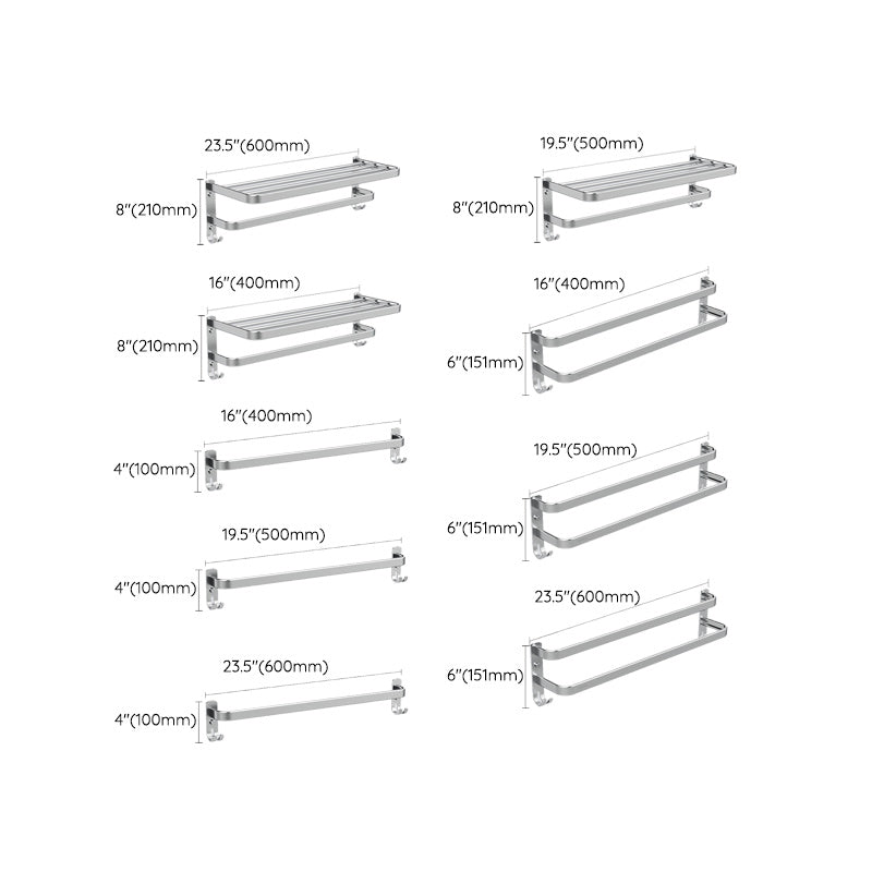 7 Piece Bathroom Accessory Set Modern Aluminum Bathroom Set in Silver