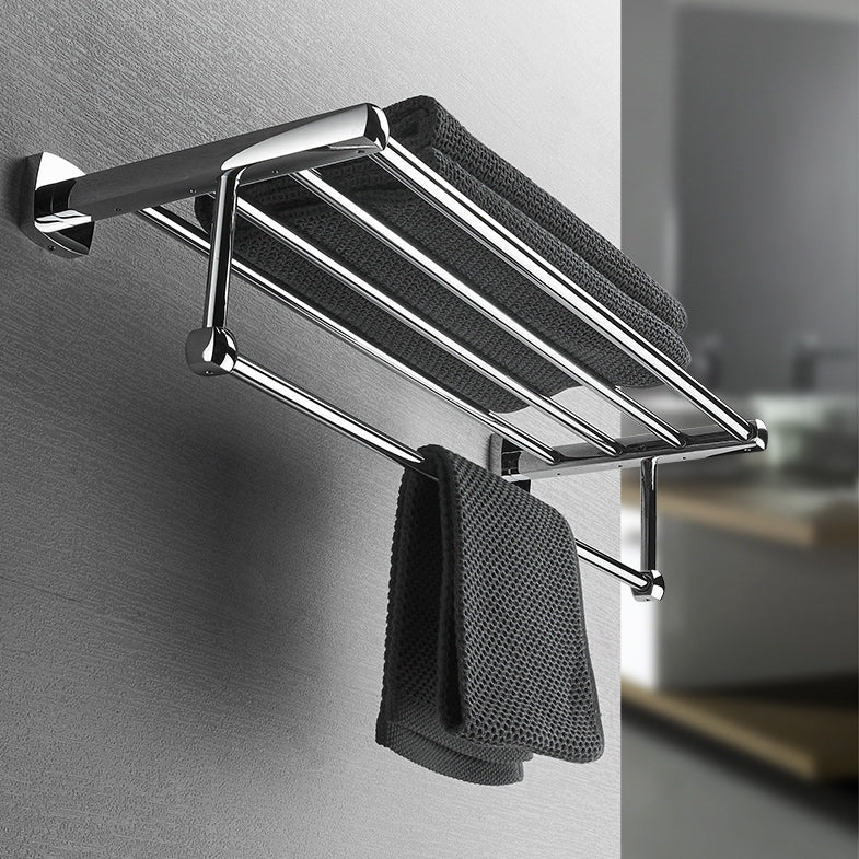 Polished Chrome Modernism Bathroom Accessory Set Bath Shelf/ Towel Bar/Robe Hooks Included