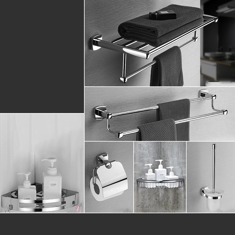 Polished Chrome Modernism Bathroom Accessory Set Bath Shelf/ Towel Bar/Robe Hooks Included