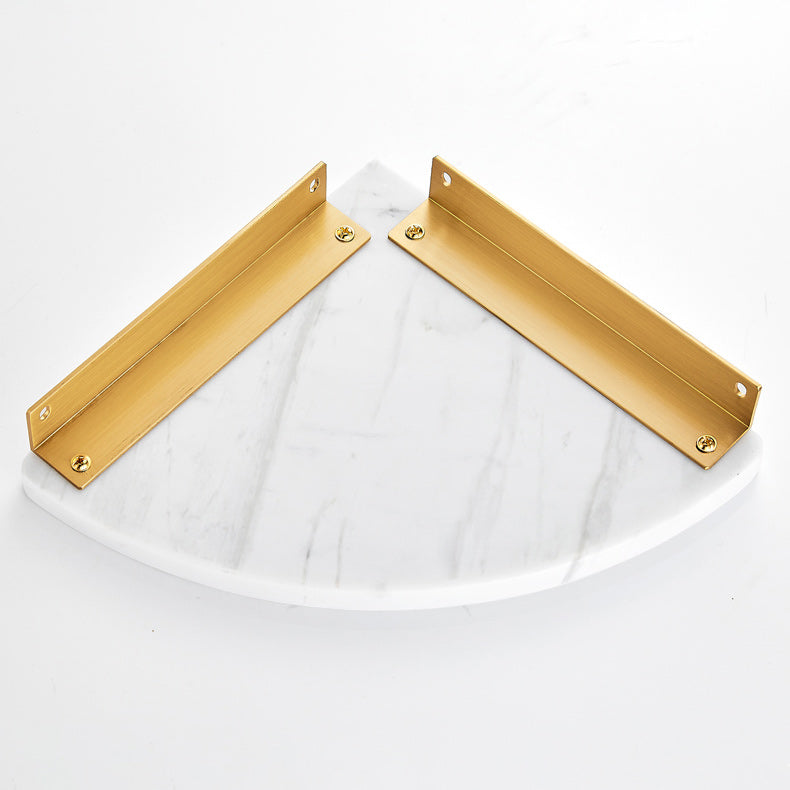 2 Piece Bathroom Hardware Set Metal and Marble Bath Shelf Set