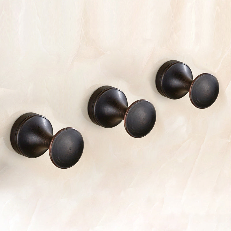 5 Piece Traditional Bathroom Accessory Set Brushed Brass Robe Hooks