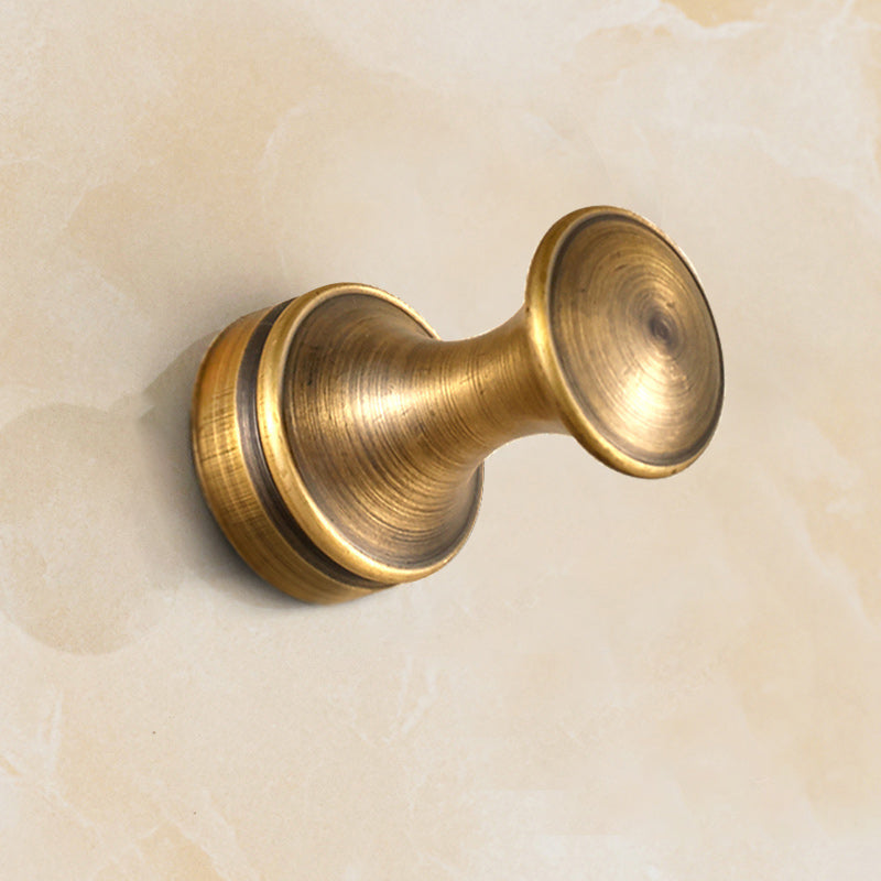 5 Piece Traditional Bathroom Accessory Set Brushed Brass Robe Hooks