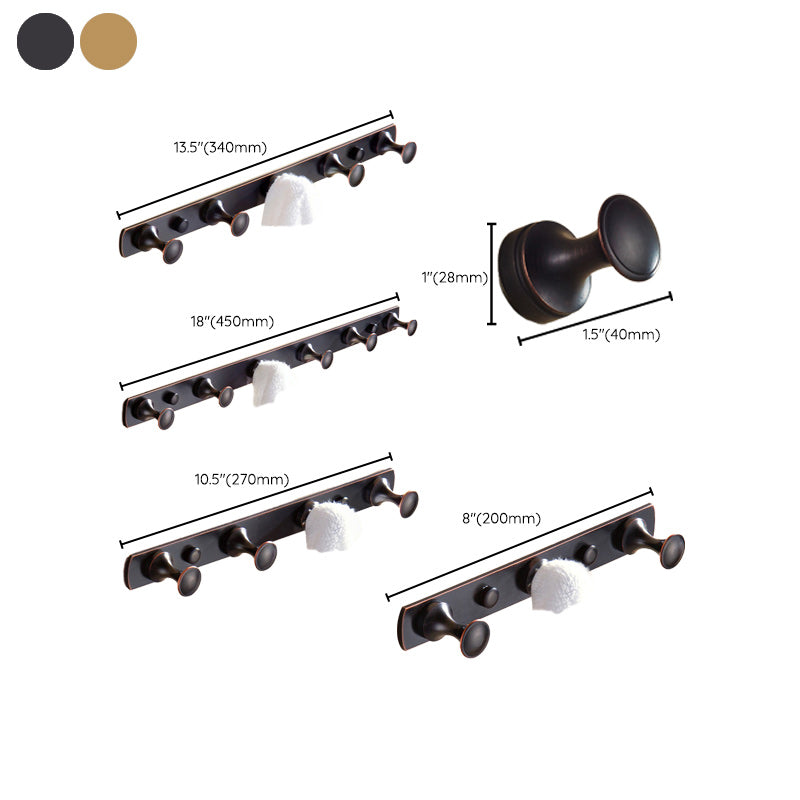 5 Piece Traditional Bathroom Accessory Set Brushed Brass Robe Hooks
