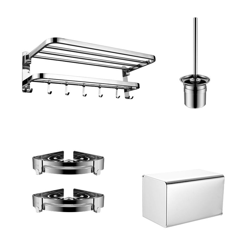 Contemporary Bath Hardware Set in Stainless Steel Chrome Robe Hooks/Towel Bar