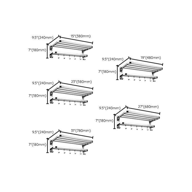 Contemporary Bath Hardware Set in Stainless Steel Chrome Robe Hooks/Towel Bar