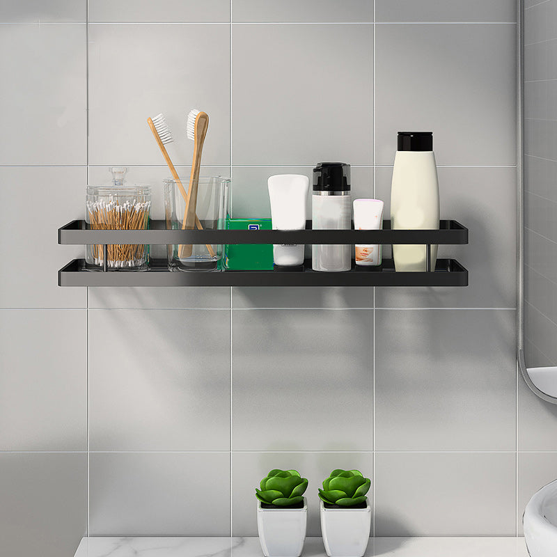 2 Piece Bath Shelf in Matte Black Metal Bathroom Hardware Set