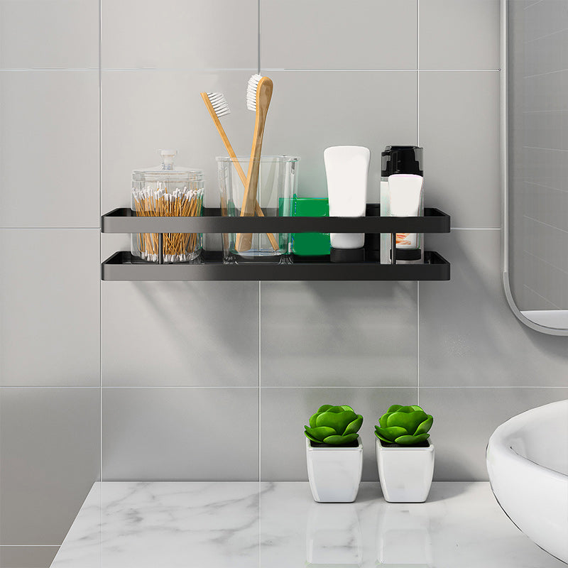 2 Piece Bath Shelf in Matte Black Metal Bathroom Hardware Set